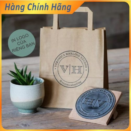 Con Dấu cán gỗ in thương hiệu tùy theo yêu cầu in túi giấy Kart, hộp giấy carton
